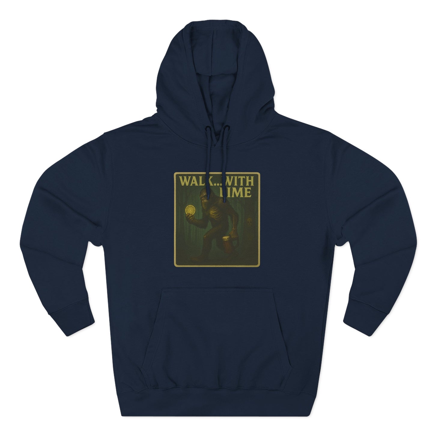 Walk... With lime three panel fleece hoodie- Sasquatch cut