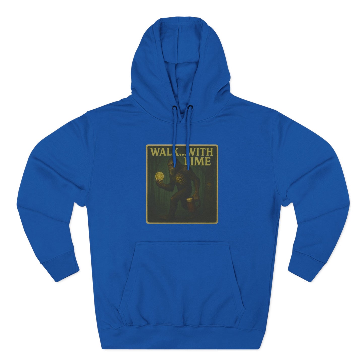 Walk... With lime three panel fleece hoodie- Sasquatch cut