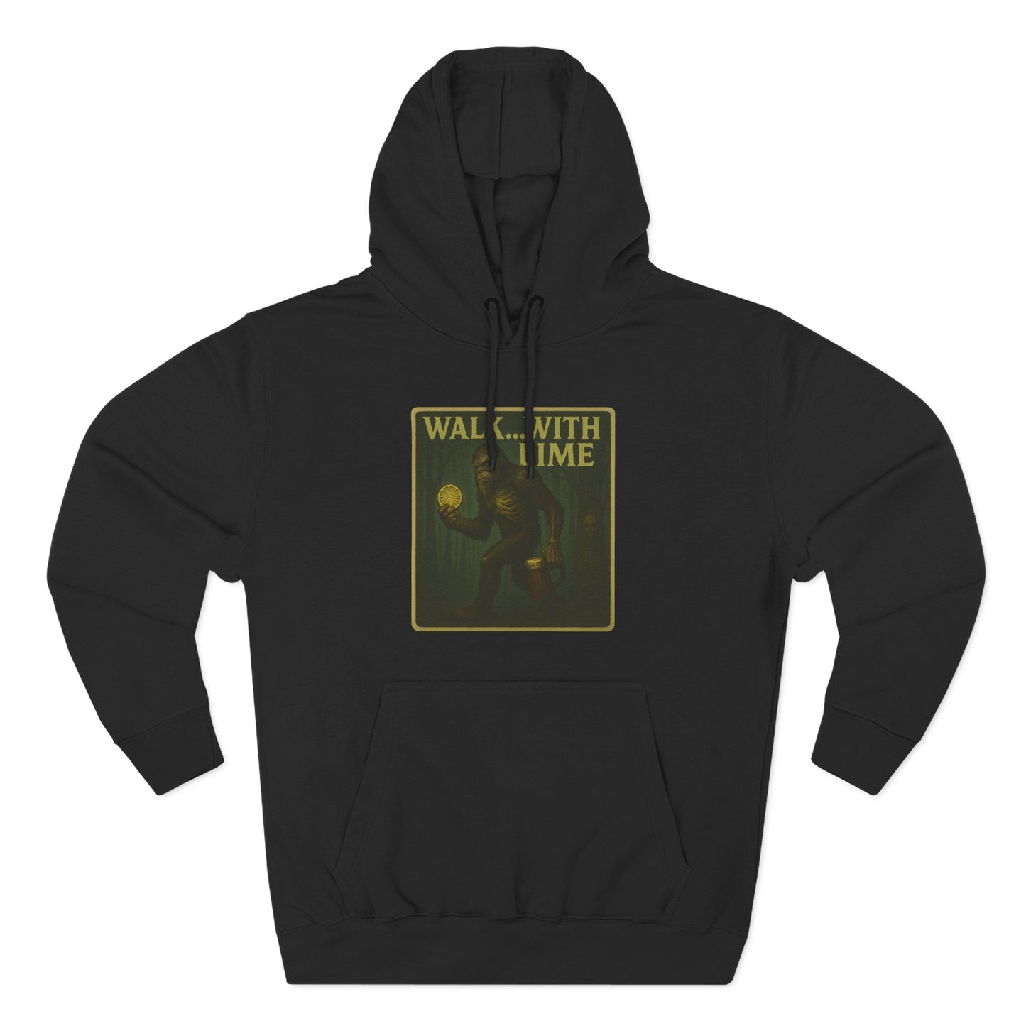 Walk... With lime three panel fleece hoodie- Sasquatch cut