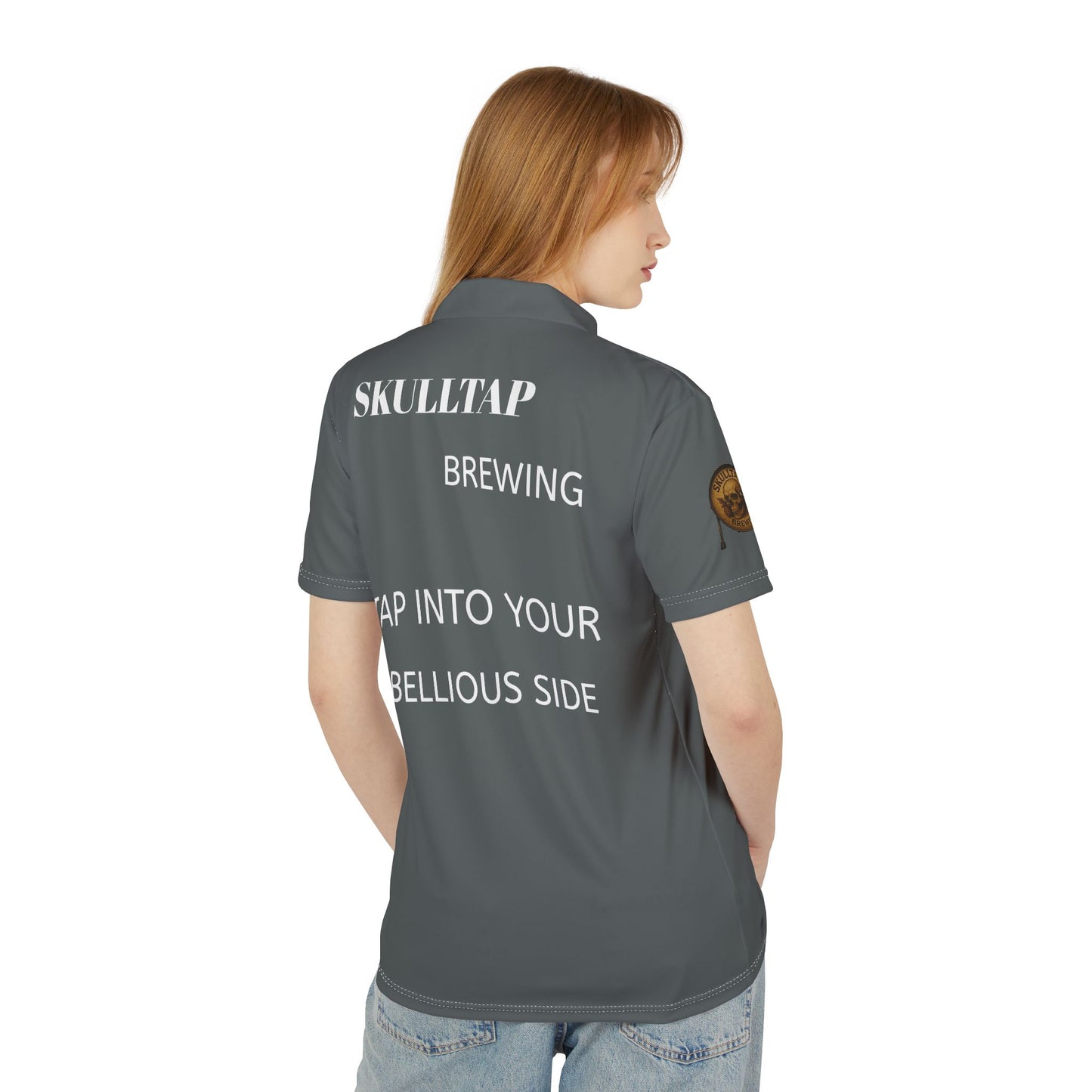 Polo Shirt with SKULLTAP Brewing Logo - Tap Into Your Rebellious Side
