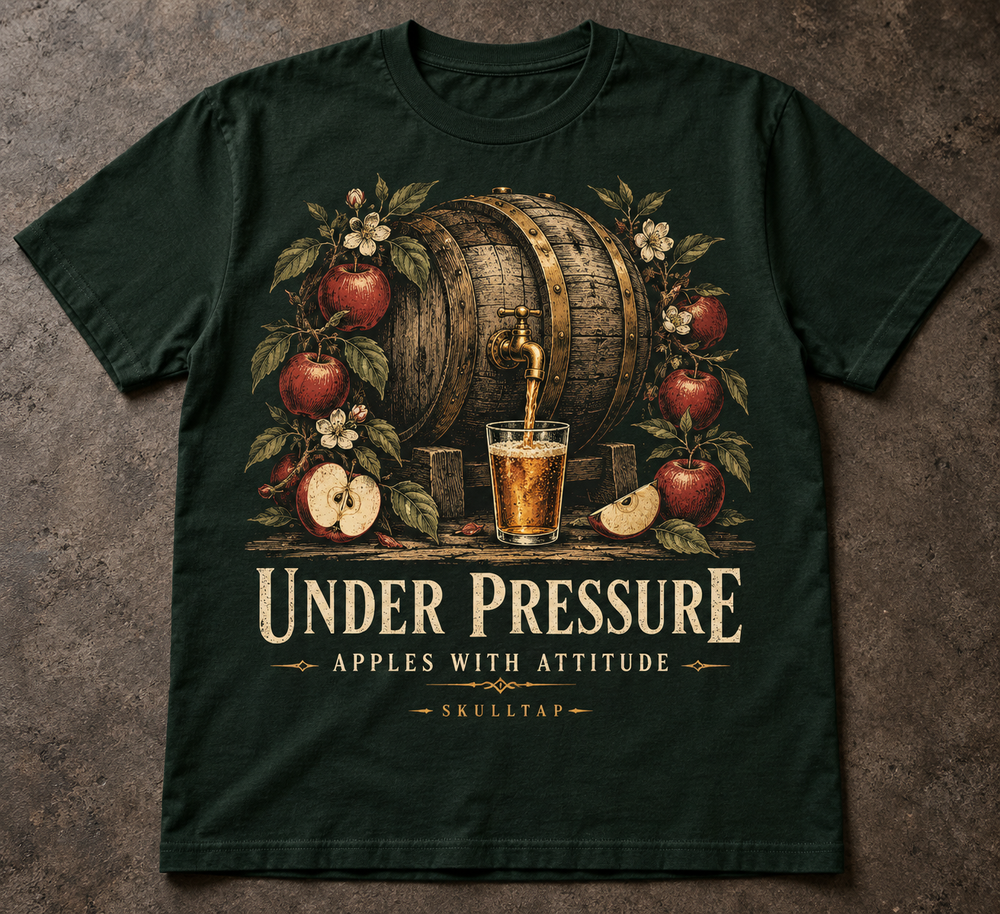 SkullTap — Under Pressure Cider Tee illustrative mockup